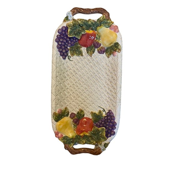 Style Eyes by Baum Bros. Cornucopia Collection Platter 10x20 Handle Fruit Servin - Picture 2 of 16